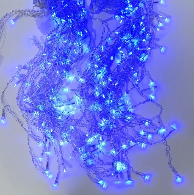 LUCES DECORATIVAS NAVIDEÑAS TIPO CASCADA FIJA CON FLASH, LUCES LED AZUL 18X8X9CM