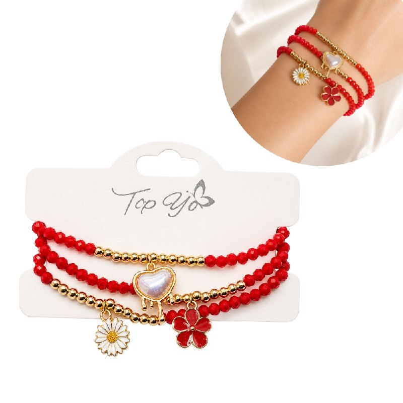 SET DE 3 PULSERAS AJUSTABLES DE ENCHAPE PARA DAMAFORMA FLOR
