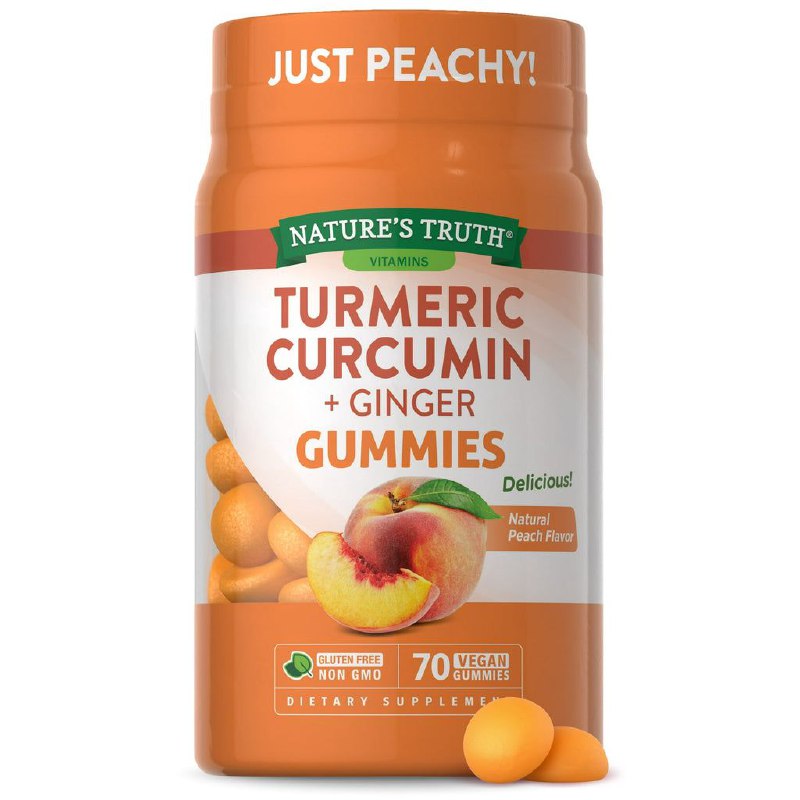 VITAMINAS EN GOMITAS SABOR MELOCOTON SIN GLUTEN CURCULA Y JENGIBRE NATURE S TRUTH 70UND
