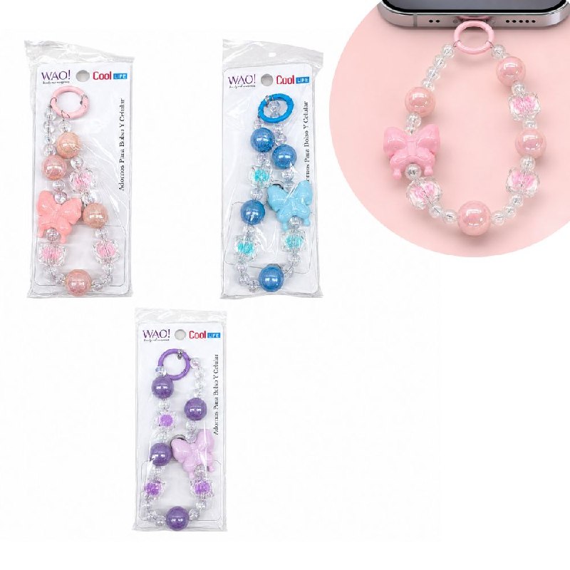 LLAVERO TIPO PULSERA DECORATIVA PARA TELEFONO O CARTERA WAO BEAUTY 12CM