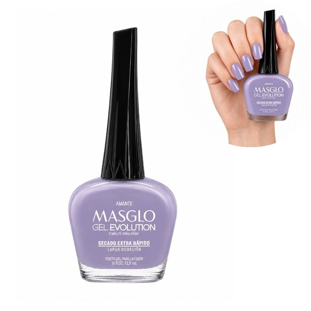 ESMALTE DE UÑAS CON EFECTO GEL DE SECADO EXTRA RÁPIDO MASGLO GEL EVOLUTION PASO 2 "ESTILO AMANTE" 13.5 ML