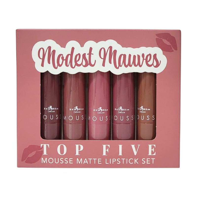 BRILLO LABIAL EN SET DE LAPICES LABIALES MATTE ITALIA DELUX MODEST MAUVES TOP FIVE 3G