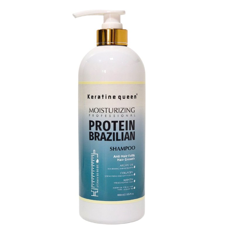 SHAMPOO CON QUERATINA VITAMINA B5 Y PROTEINA BRASILEÑA HIDRATANTE KERATINE QUEEN 800ML