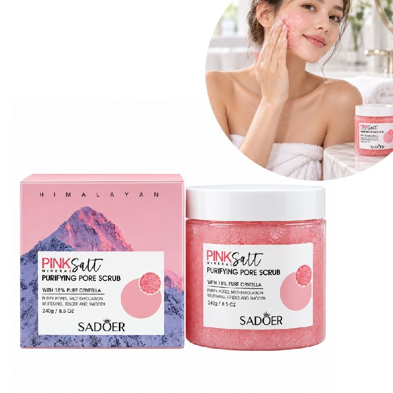 EXFOLIANTE FACIAL Y CORPORAL PURIFICADOR DE POROS DE SAL ROSA DEL HIMALAYA SADOER 240G