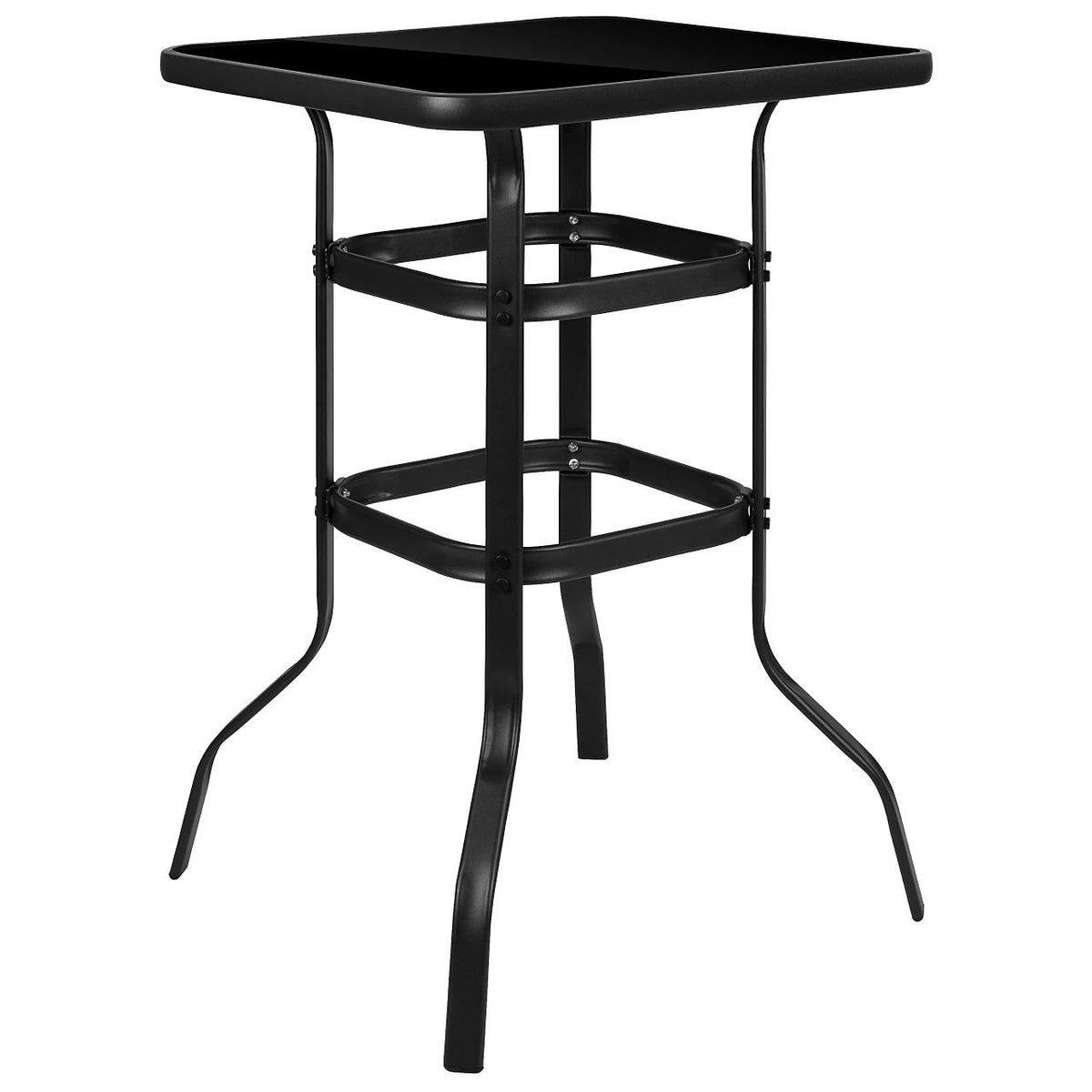 MESA COMEDOR DE BISTRO PARA PATIO AL AIRE LIBRE, CON 2 SILLAS DE METAL INCLUIDAS, MESA ALTA CON BATTA DE VIDRIO TEMPLADO HOMESTAR 104X80X49CM