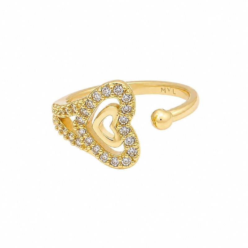 ANILLO DE ENCHAPE PARA DAMA TALLA AJUSTABLE CON DISEÑO DE CORAZON