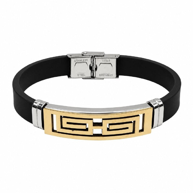 PULSERA DE ENCHAPE PARA CABALLERO, DISEÑO ESPIRALES 21CM