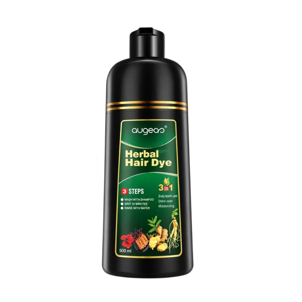 SHAMPOO TINTE PARA EL CABELLO 3 EN 1 COLOR CASTAÑO AUGEAS HERBAL HAIR 500ML