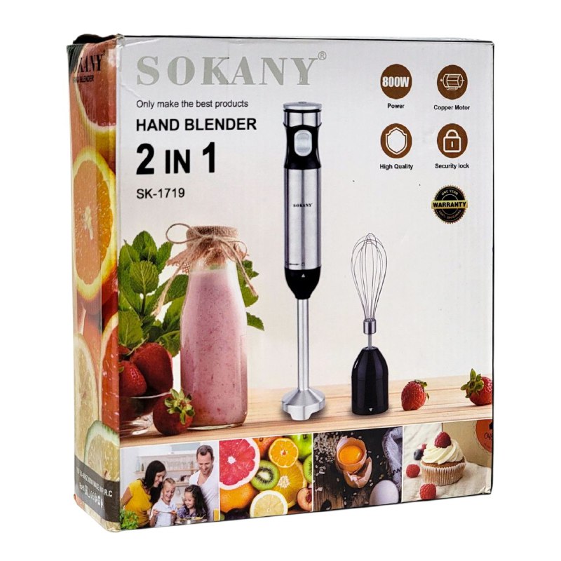 BATIDORA DE INMERSIÓN DE MANO 2 EN 1 SOKANY SK-1719 800W 1 UND