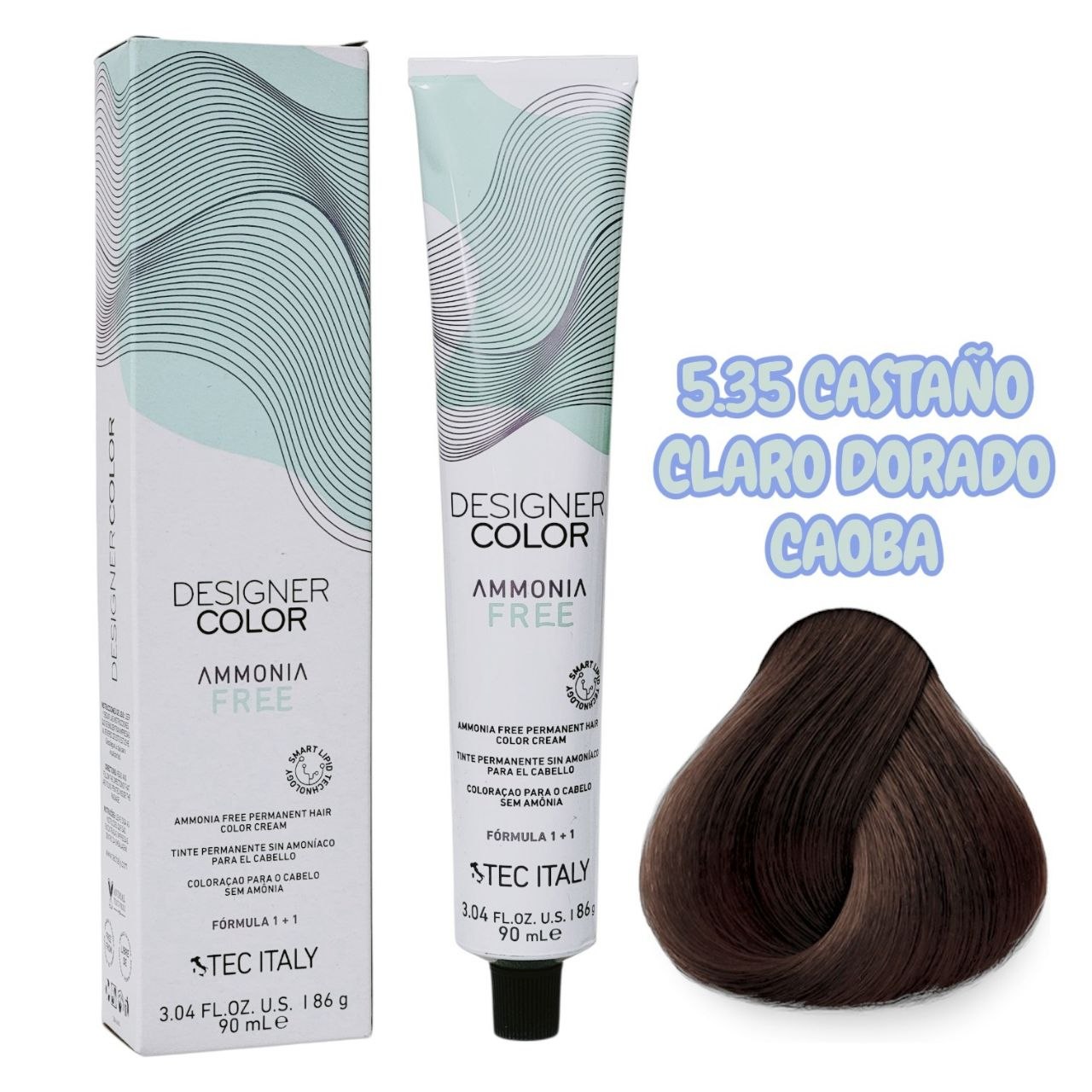 TINTE PERMANENTE CUIDA TU CABELLO Y OFRECE RESULTADOS CON TONOS MÁS NATURALES TONO 5.35 CASTAÑO 1+1 TEC ITALY 90ML