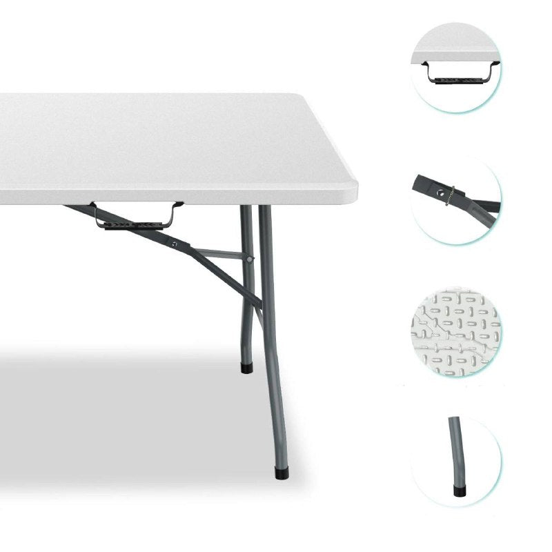 MESA PLEGABLE PORTATIL DE PLASTICO REFORZADO 183X76CM