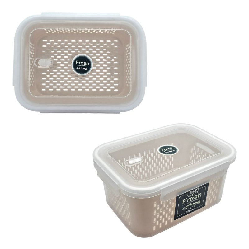 ORGANIZADOR RECIPIENTE ALMACENADOR DE ALIMENTOS DE PLASTICO FRESH PARA PRESERVAR COMIDA DOBLE CAPA Y COLADOR KETNET 22X11CM