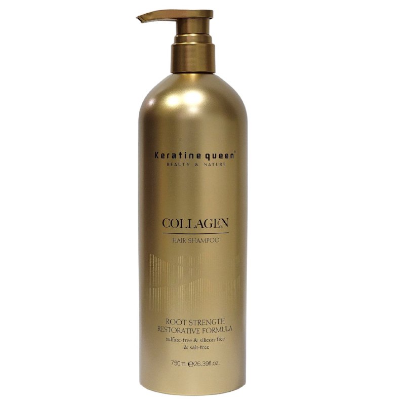 SHAMPOO PARA EL CABELLO DE COLAGENO, REPARA EL CABELLO Y EVITA ROTURA, HIDRATA AUMENTA LA ELASTICIDAD DEJANDO BRILLANTE Y SUAVE KERATINE QUEEN 750ML