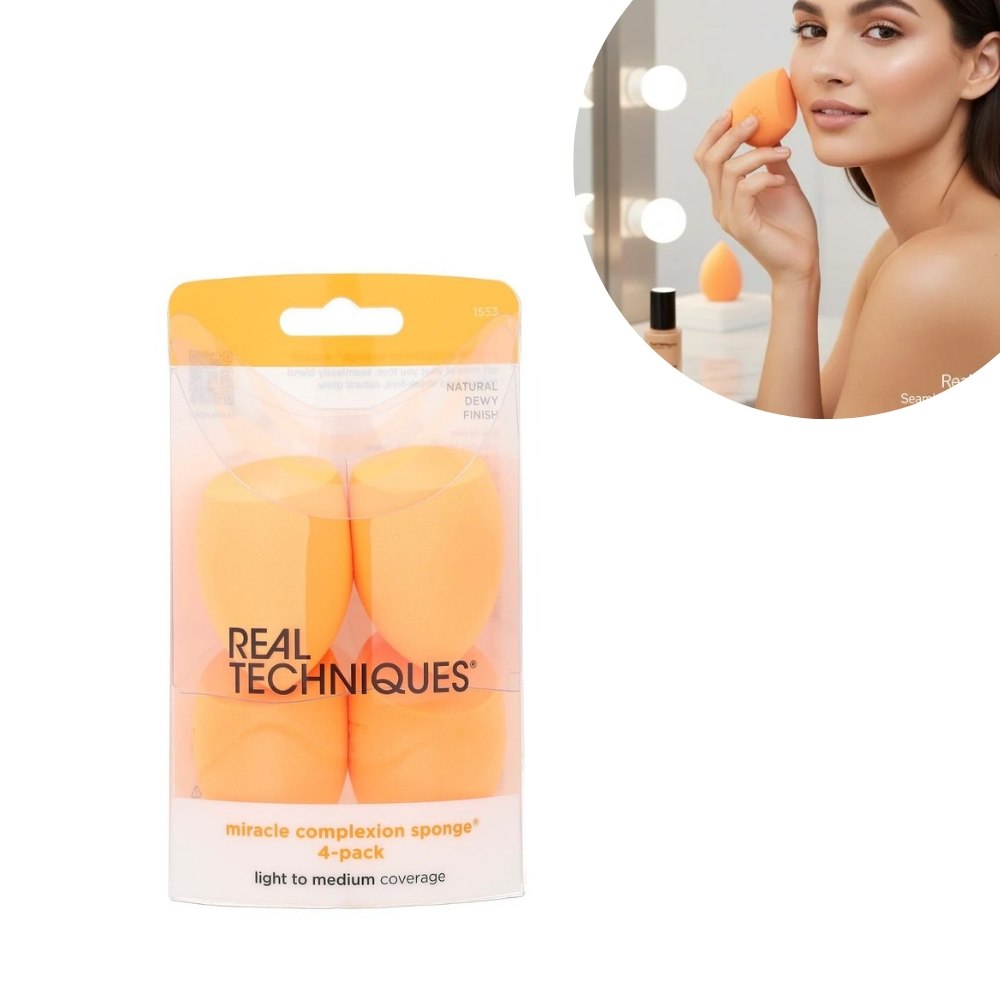 SET DE 4 ESPONJAS PARA MAQUILLAJE MIRACLE COMPLEXION SPONGE REAL TECHNIQUES 1 UND