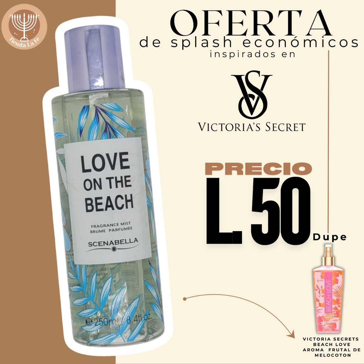 BODY MIST SCENABELLA LOVE ON THE BEACH 250ML (M) (DUPE DE VICTORIA SECRET BEACH LOVE)