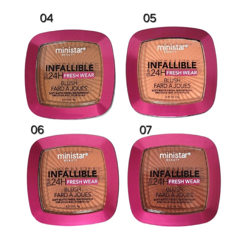RUBOR EN POLVO INFALIBLE DE LARGA DURACION DE TEXTURA LIGERA Y FINA CON COBERTURA MODULABLE Y COLOR INTENSO MINISTAR 8G (DUPE DE LOREAL)