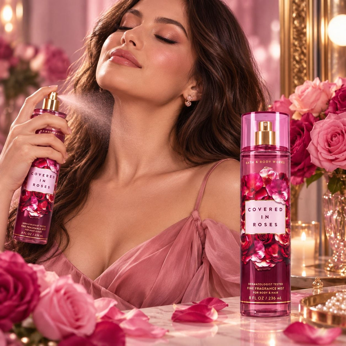 BATH & BODY WORKS SPLASH COVERED IN ROSES FINE 236ML (M)