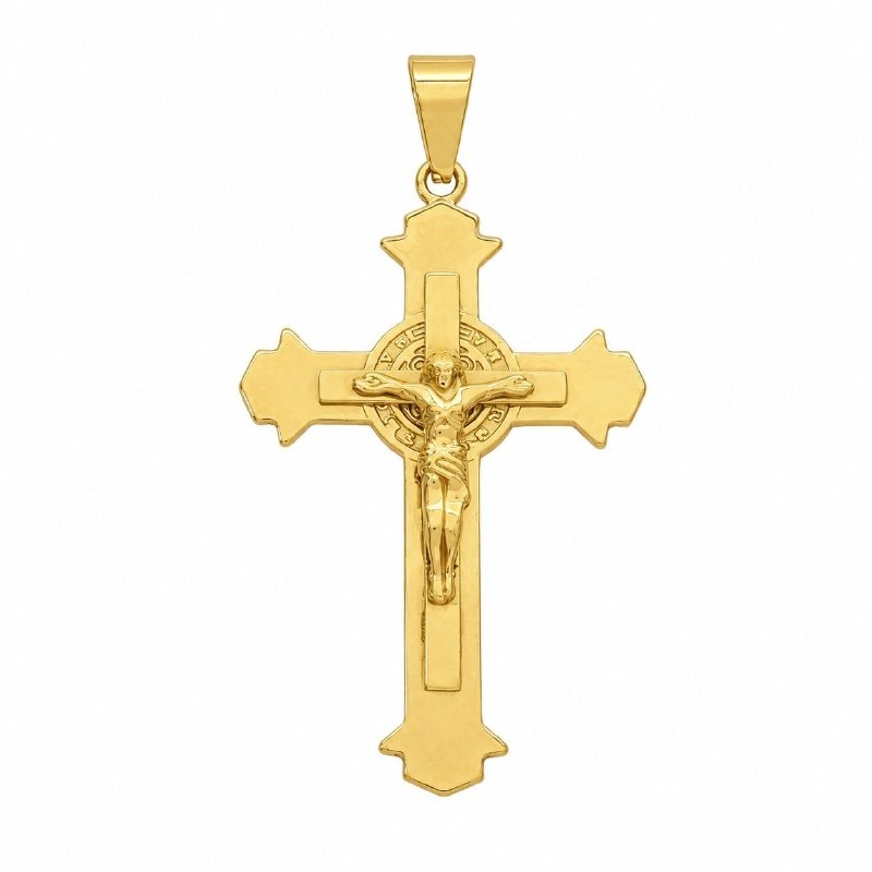 DIJE DE ENCHAPE PARA CADENA CON DISEÑO DE CRUZ 7CM
