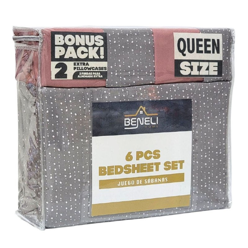 JUEGO DE SABANAS CAMERA DE 6 PIEZAS QUEEN BENELI HOME, 8 ESTILOS