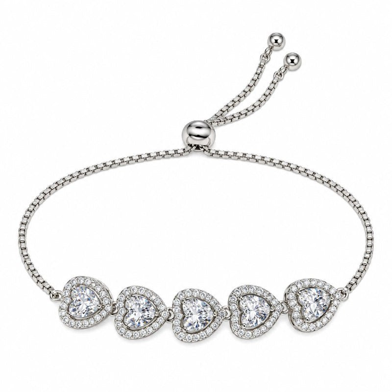 PULSERA DE ENCHAPE PARA DAMA CON DISEÑO DE CORAZONES 16CM