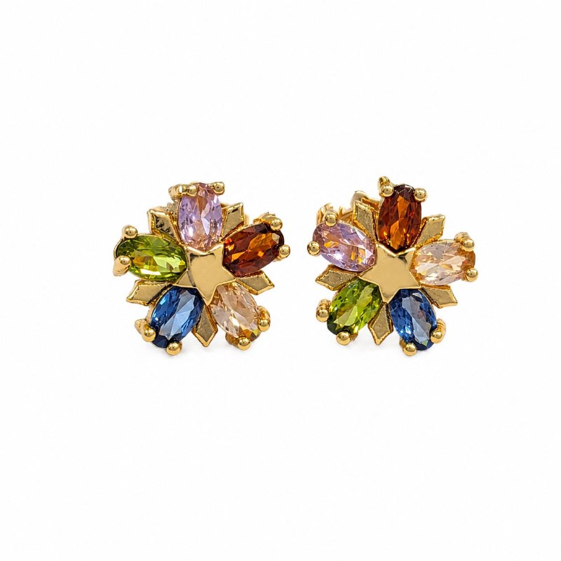 ARITOS DE ENCHAPE PARA DAMA CON DISEÑO ESTRELLA 1 CM