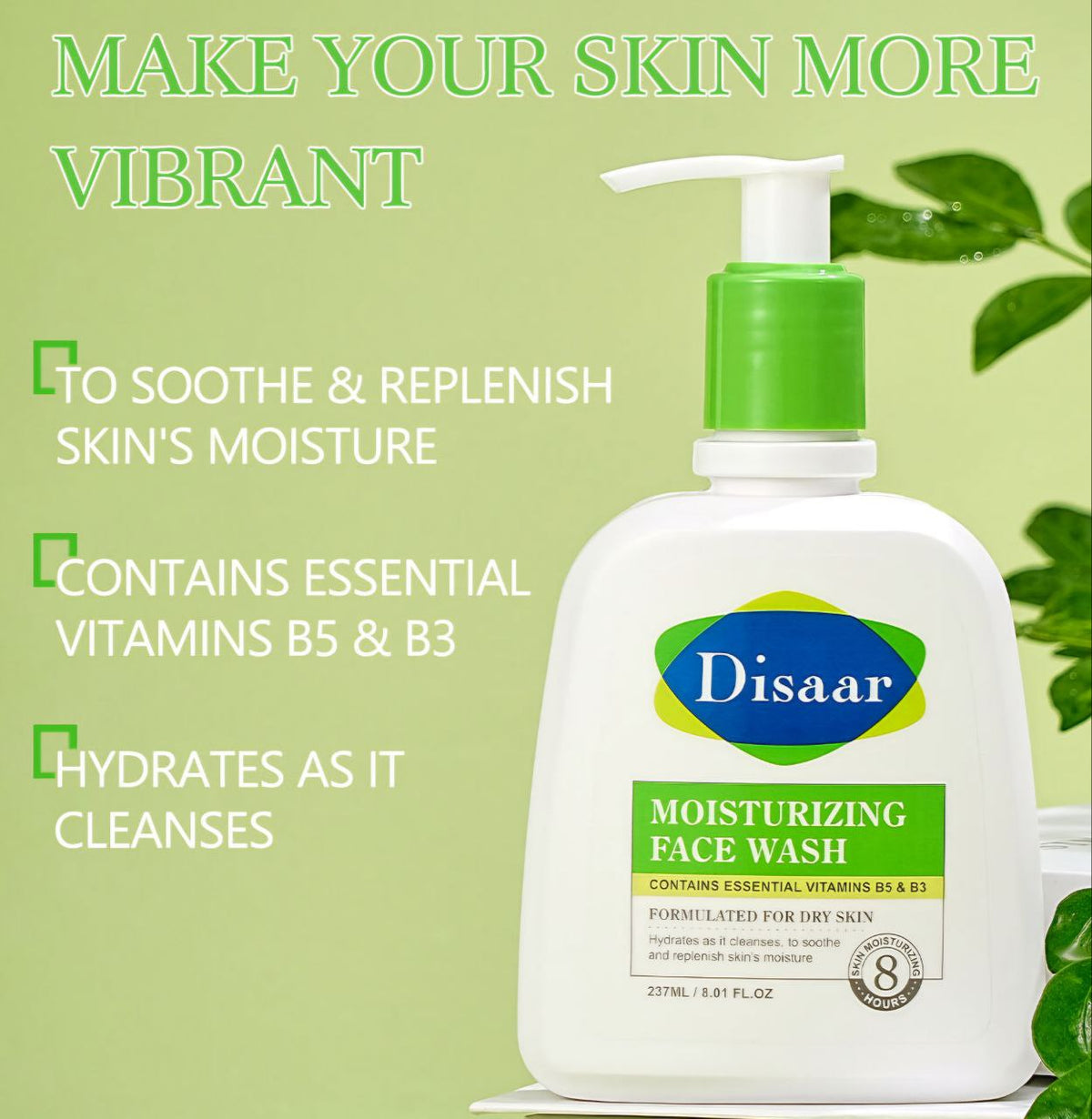 LIMPIADOR FACIAL CALMANTE E HIDRATANTE CON VITAMINAS B5 Y B3 DISAAR 237ML