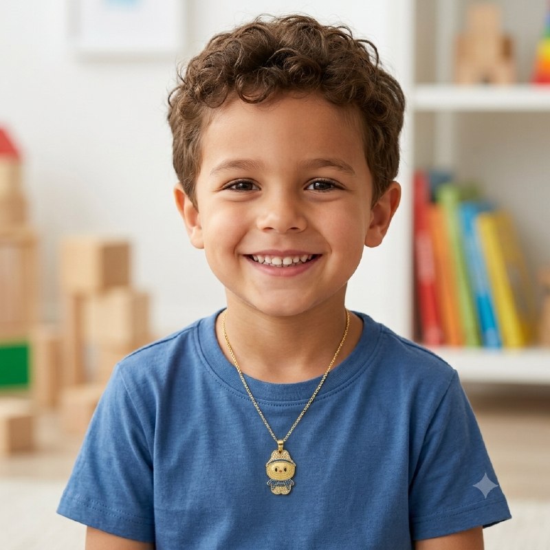 DIJE DE ENCHAPE PARA NIÑO CON DISEÑO DE LABUBU 3.2CM