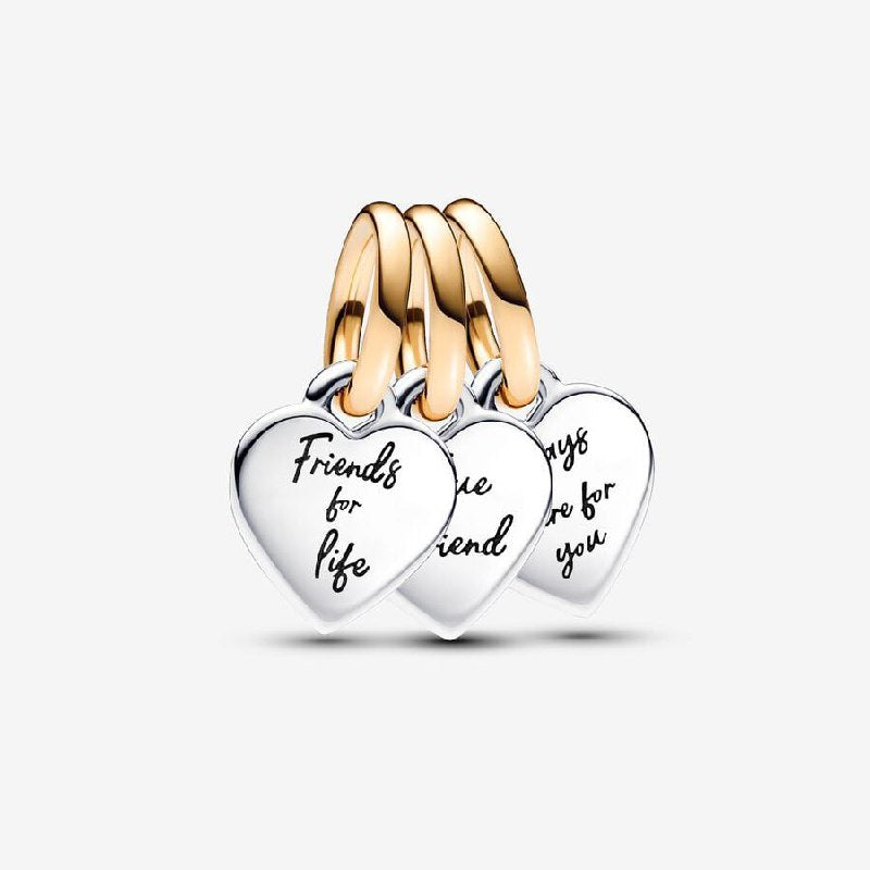 PCHARM4121 FORMA DE 3 CORAZONES AMIGOS PANDORA PLATA 9.25