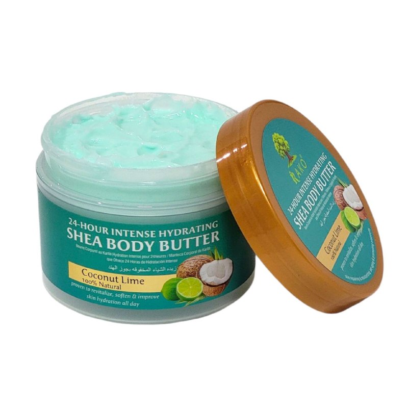 MANTECA CORPORAL INTENSA DE 24 HORAS CON MANTECA DE KARITE Y EXTRACTO DE COCO Y LIMON RAKO 240G