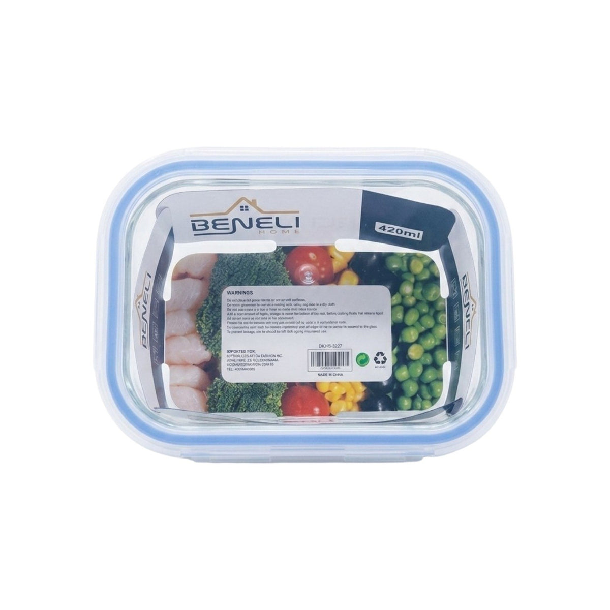 RECIPIENTE DE VIDRIO PARA ALMACENAR Y TRANSPORTAR COMIDAS DE FORMA PRÁCTICA Y SEGURA BENELI HOME 42OML