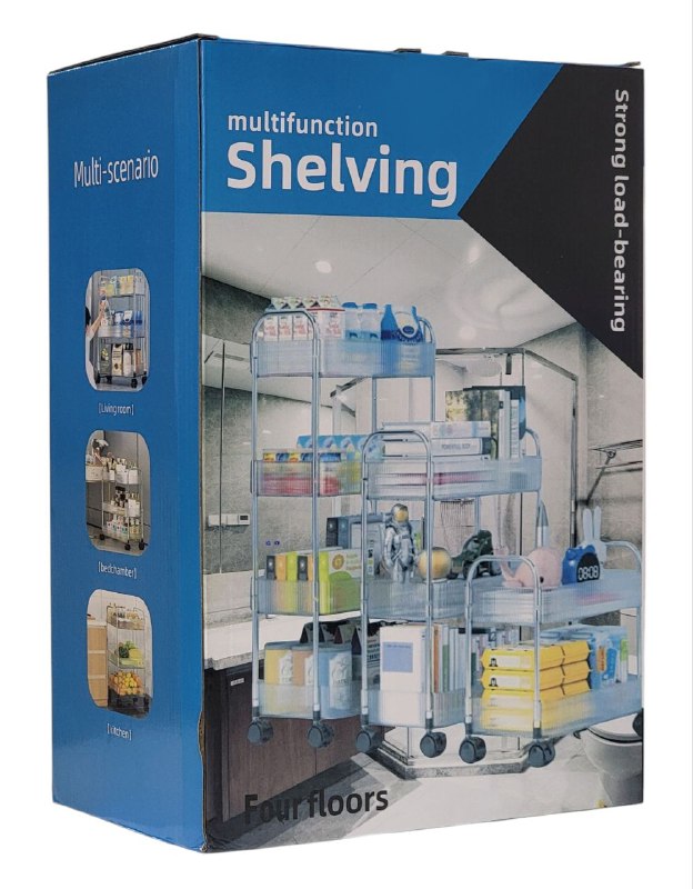 ORGANIZADOR CARRITO DE ALMACENAMIENTO TRANSPARENTE MULTIFUNCIONAL DE 4 NIVELES CON RUEDAS BLOQUEABLES