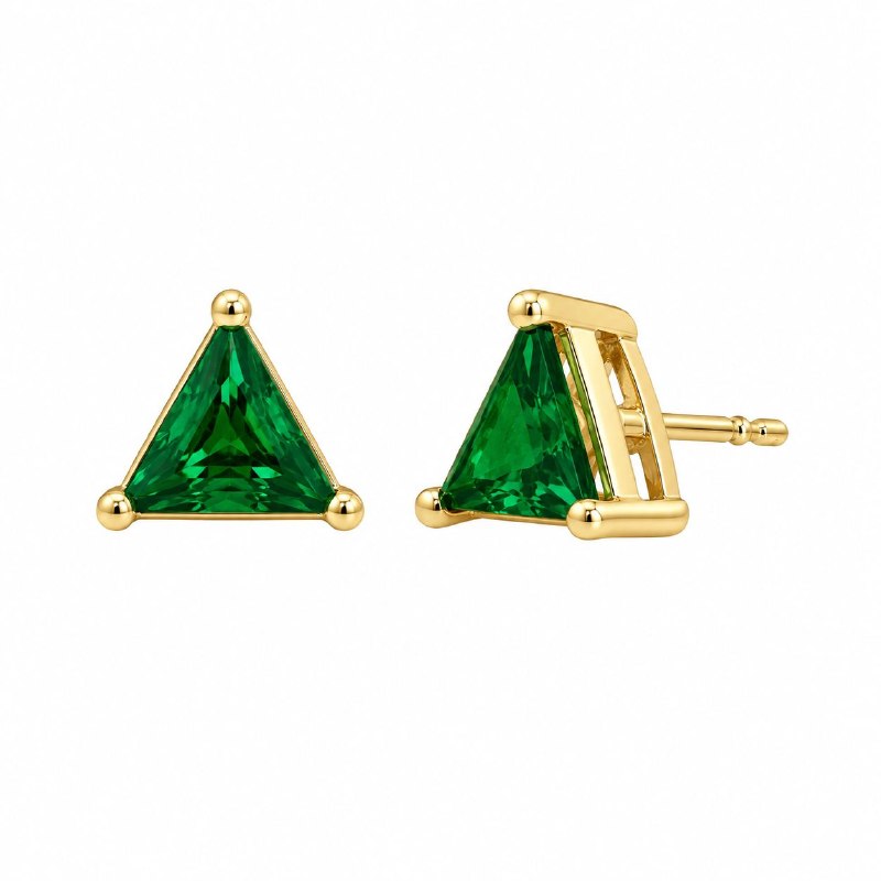 ARITOS DE ENCHAPE PARA DAMA CON PIEDRA TRIANGULAR