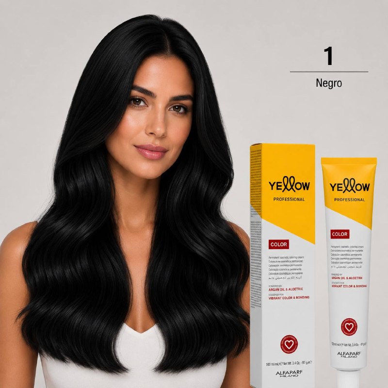 TINTE PERMANENTE PARA EL CABELLO CON ACEITE DE ARGAN Y ALOETRIX TONO 1 NEGRO ALFAPARF 100ML