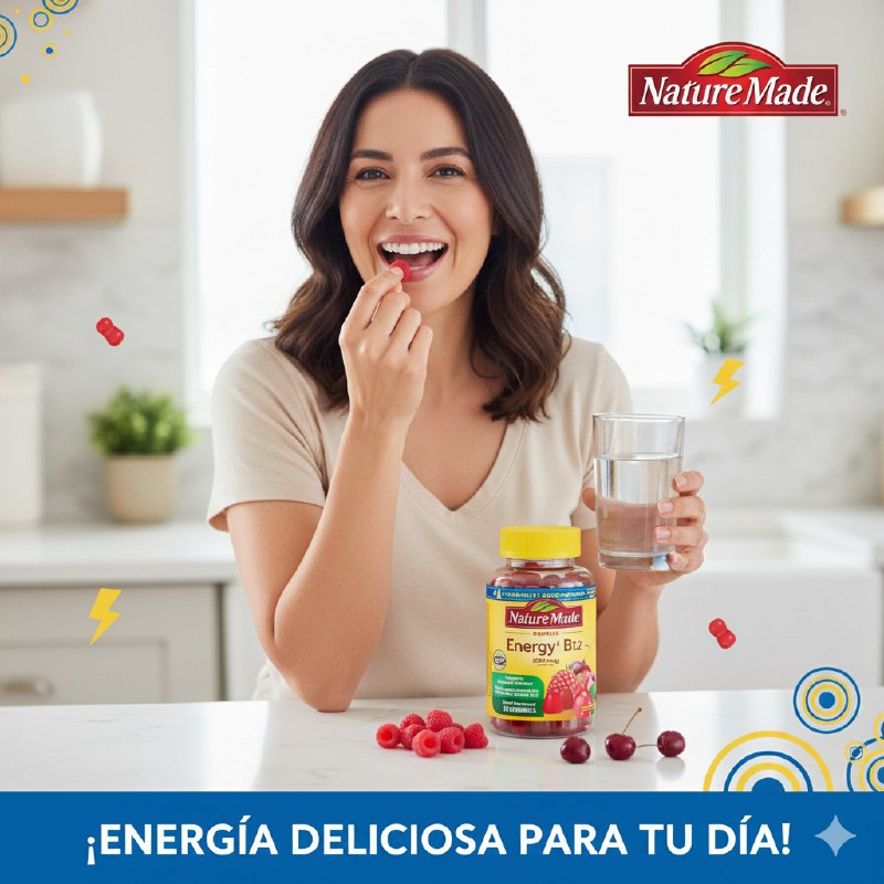 VITAMINAS EN GOMITAS DE VITAMINA B12 PARA LA FUNCION CELULAR CEREBRAL NATURE MADE 60UND
