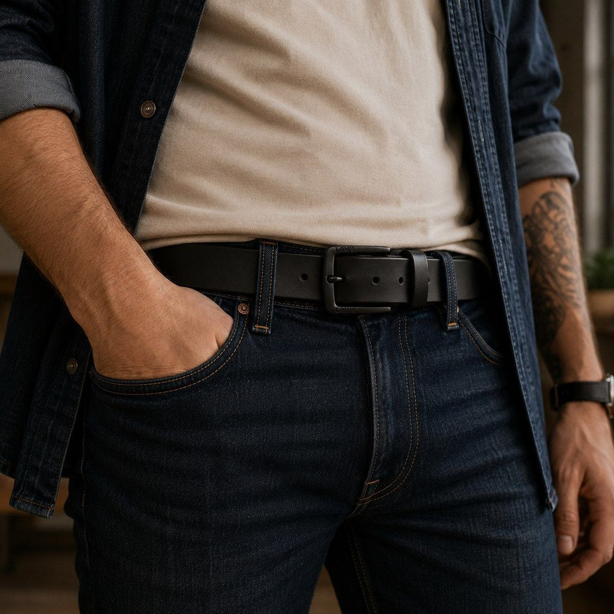 FAJA ORIGINAL LEVI'S PARA CABALLERO COLOR NEGRO TALLA M/M 32-34
