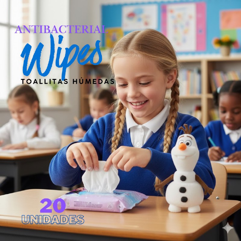 TOALLITAS HUMEDAS PARA NIÑAS ANTIBACTERIALES LIBRES DE ALCOHOL SUAVES DE FROZEN 20UND