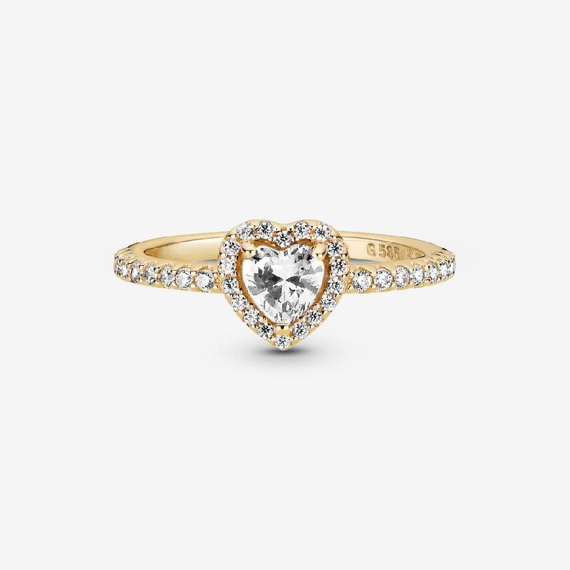 PANI2043 ANILLO PIEDRA EN FORMA DE CORAZON CON BAÑO DE ORO PANDORA, PLATA 925