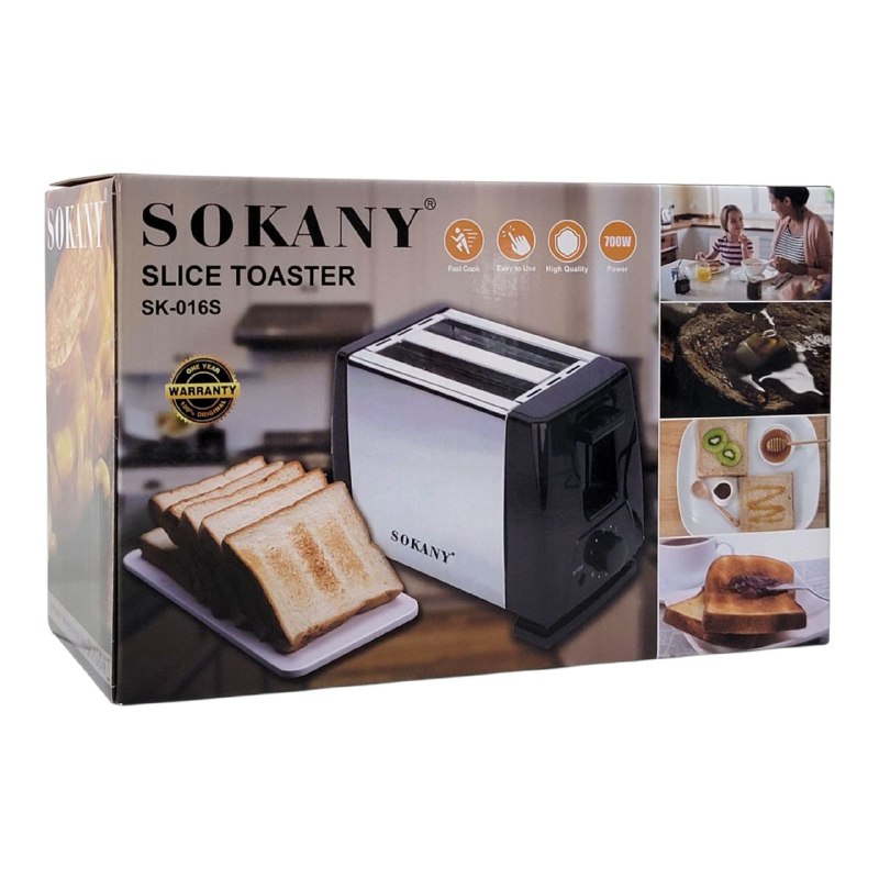 TOSTADORA ELECTRICA DE ALTA CALIDAD CON BADEJAS PARA MIGAJAS 700W SK-016S SOKANY 16X22CM
