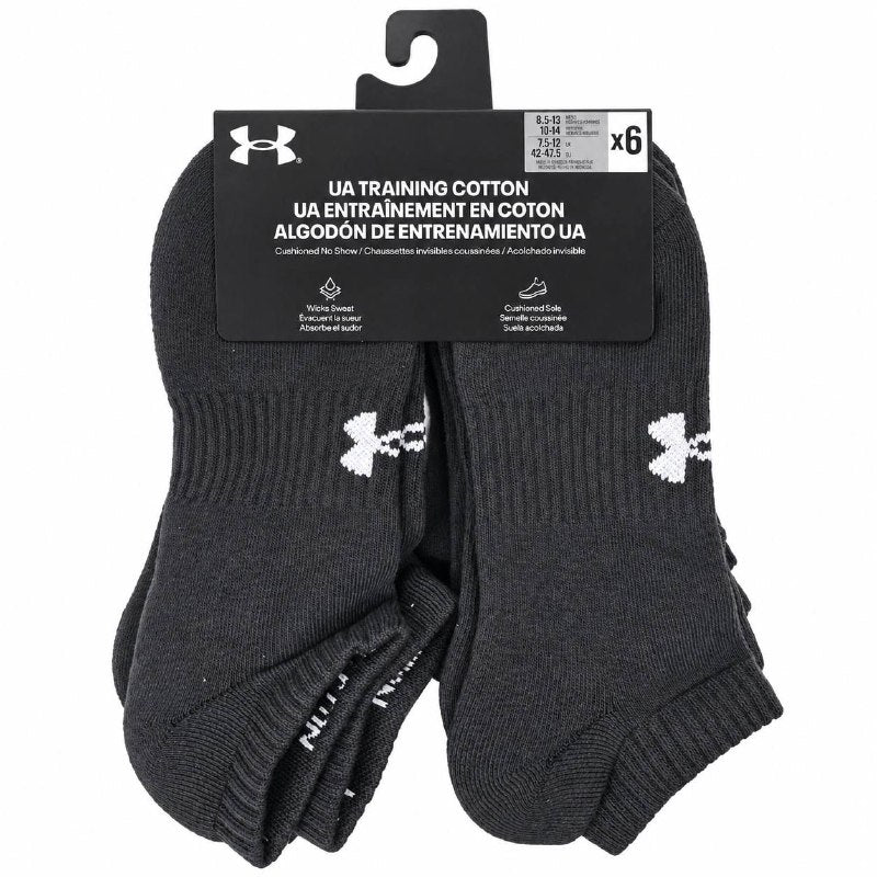 CALCETA TOBILLERA INVISIBLE ACOLCHADA UNDER ARMOUR ORIGINAL UNISEX 6 PARES TALLA HOMBRE 8.5-13 TALLA MUJER 10-14