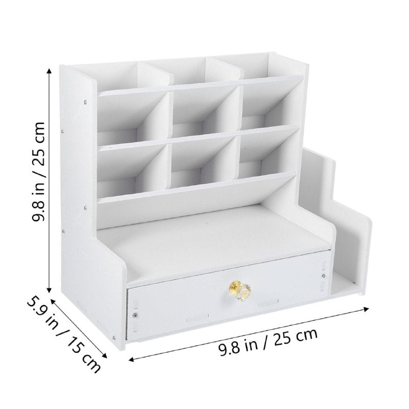 ESTANTE ORGANIZADOR DE BOLIGRAFOS PARA ESCRITORIO O OFICINA COLOR BLANCO 30X15X25CM