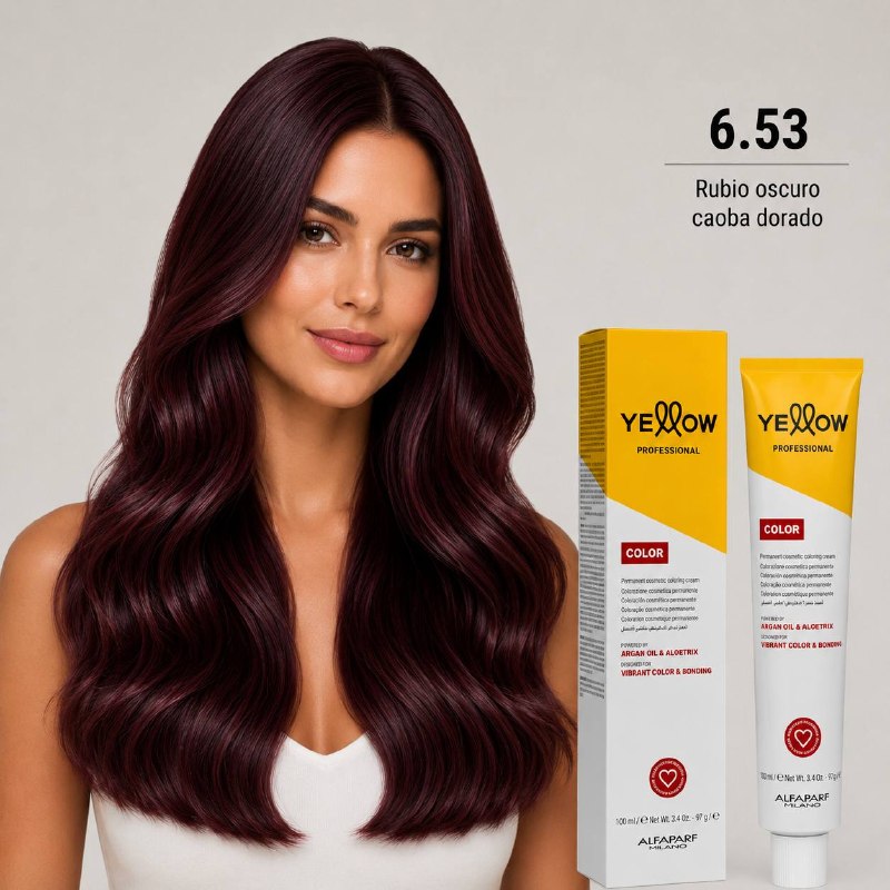 TINTE PERMANENTE PARA EL CABELLO CON ACEITE DE ARGAN Y ALOETRIX TONO 6.53 RUBIO CAOBA DORADO ALFAPARF 100ML