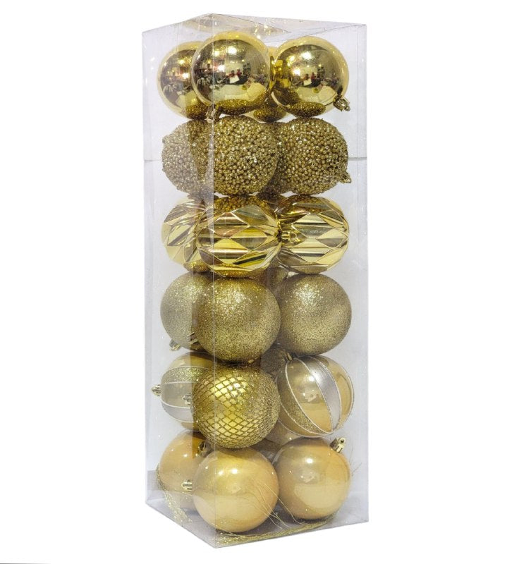 DECORACION ADORNO NAVIDEÑO PAQUETE DE 24 BOLAS DECORATIVAS, 8CM 49X64X49 IDEALES PARA DARLE UN TOQUE UNICO A TU ARBOL DE NAVIDAD