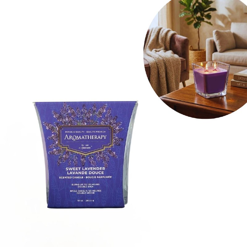 VELA AROMATICA DE DOBLE MECHA AROMA A LAVANDA DULCE AROMATHERAPY AIRFUSION 283.5G