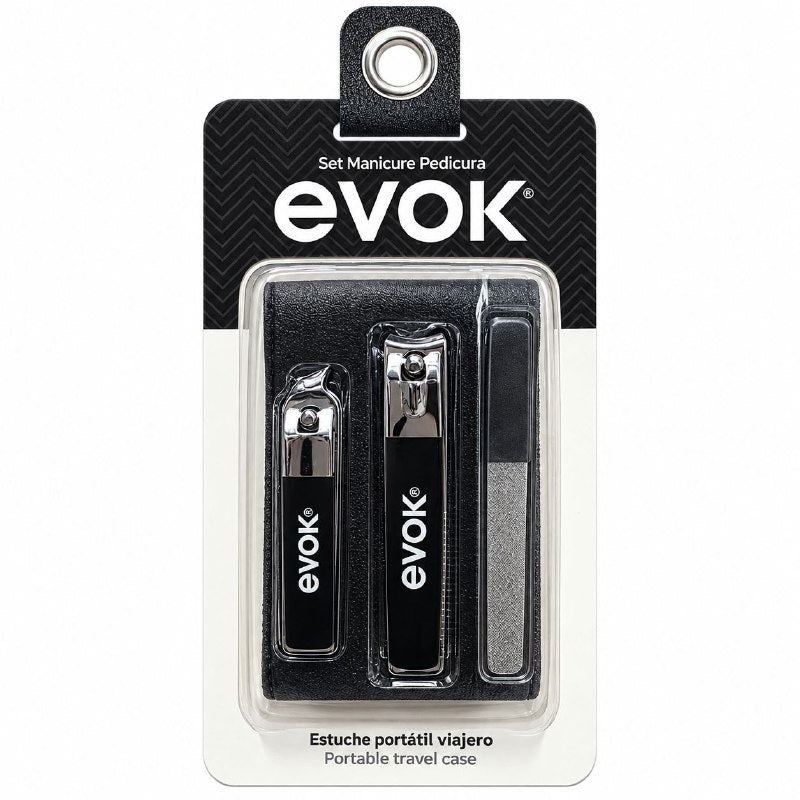 SET DE CUIDADO DE UÑAS PARA MANOS Y PIES CON ESTUCHE PARA HOMBRES EVOK 4PCS