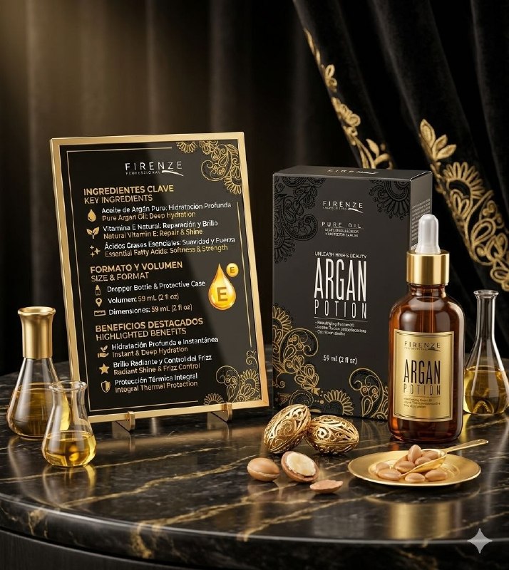 SUERO CAPILAR INTENSIVO A BASE DE ACEITE DE ARGAN DE ALTA PUREZA HIDRATANTE ANTI FRIZZ FIRENZE 59ML