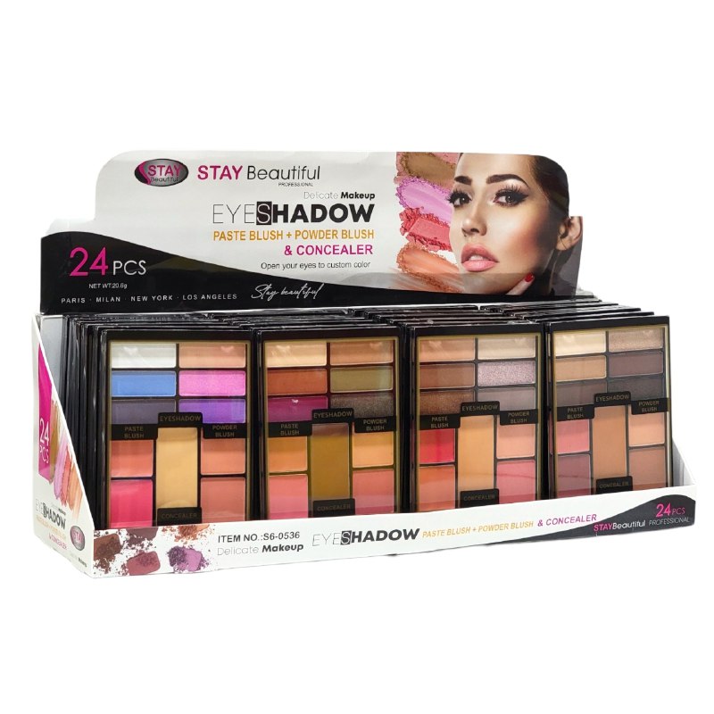 SOMBRAS DE MAQUILLAJE EN PALETA DE OJOS, RUBOR Y CORRECTOR, DALE A TUS OJOS UN COLOR PERSONALIZADO 4 TONOS DE PALETAS STAY BEAUTIFUL 20.6G