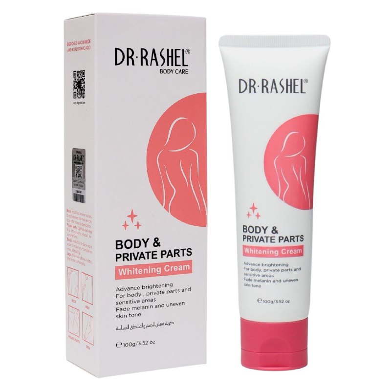 CREMA CORPORAL BLANQUEADORA DEL CUERPO Y ZONA INTIMA CON NIACINAMIDA Y ACIDO HIALURONICO DR RASHEL 100G