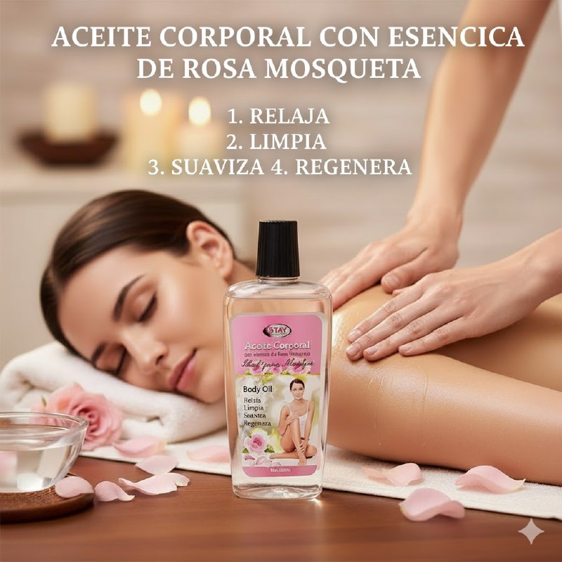 CREMA ACEITE CORPORAL CON ESENCIA DE ROSA MOSQUETA PARA MASAJES STAY BEAUTIFUL 200ML