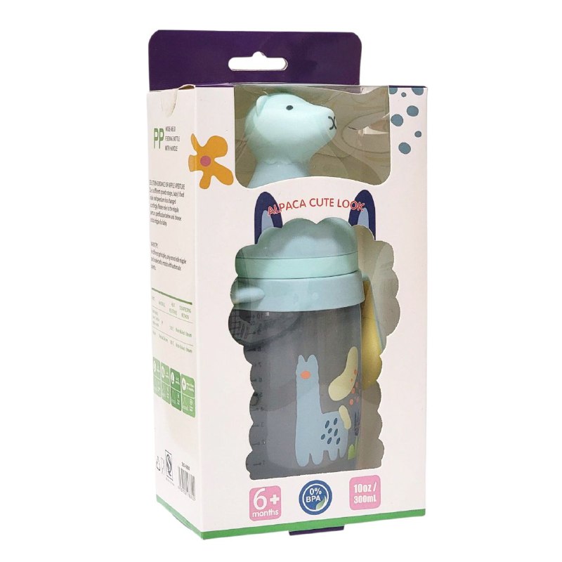 BIBERON CHUPON PARA BEBES CON ASAS, PEPE DE FACIL AGARRE Y BOQUILLA O TAPA PREVIENE DERRAMES, CAPACIDAD 300ML SMILY BABY
