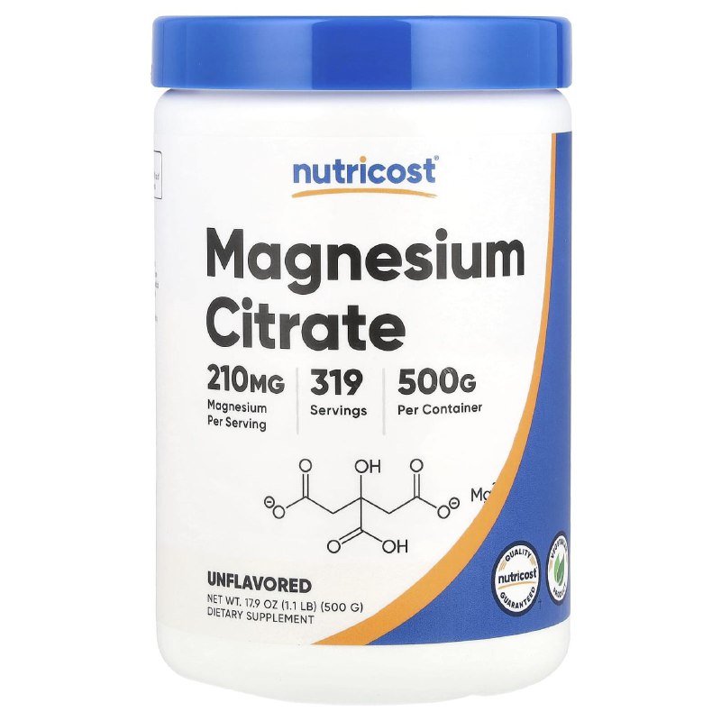 VITAMINA SITRATO DE MAGNESIO SIN SABOR, SIN OMG, SIN GLUTEN NUTRICOST MAGNESIUM CITRATE 1.1LB